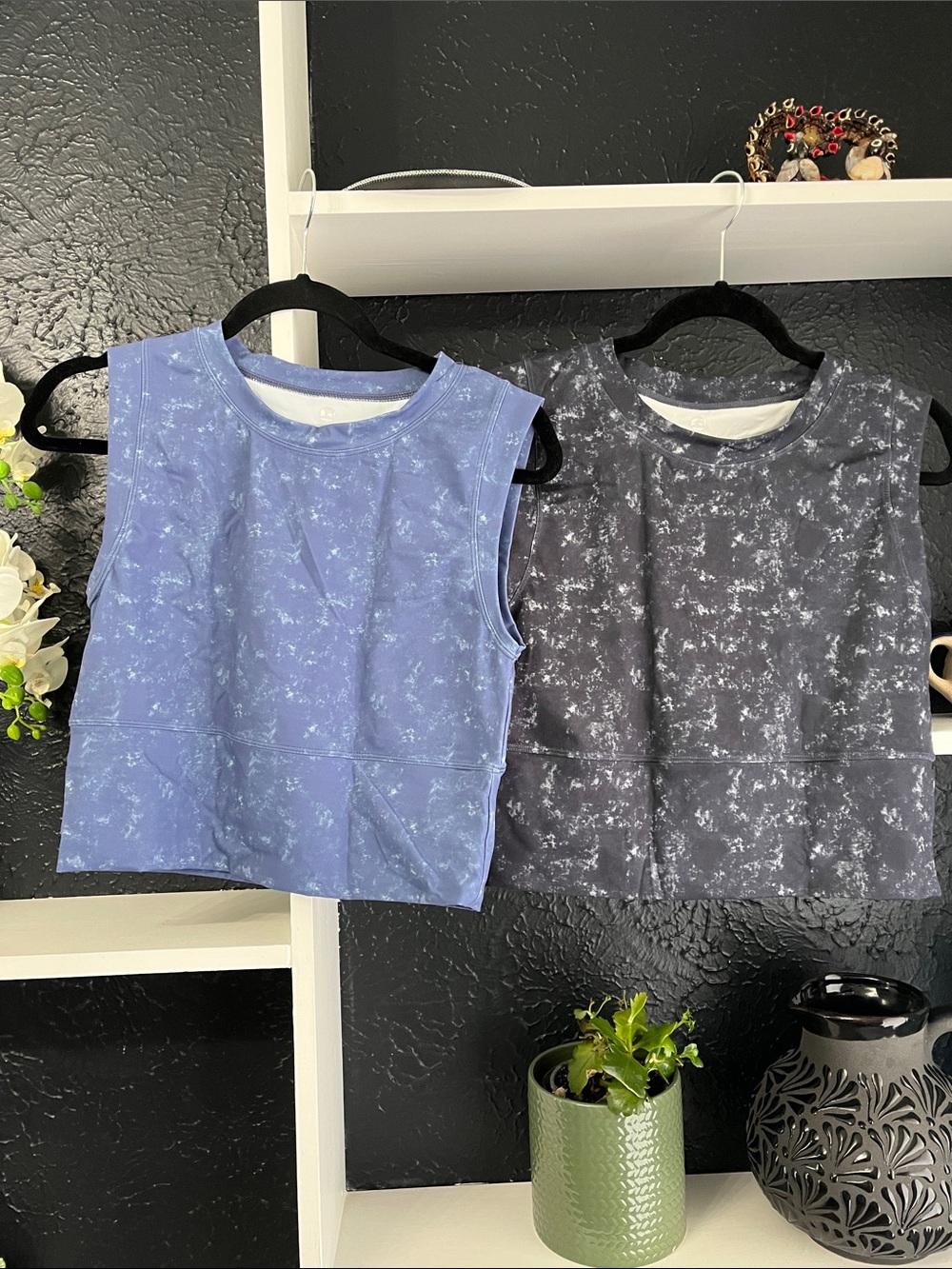 Bundle- Tie-Dye Cropped Tank Top - Blue & black .